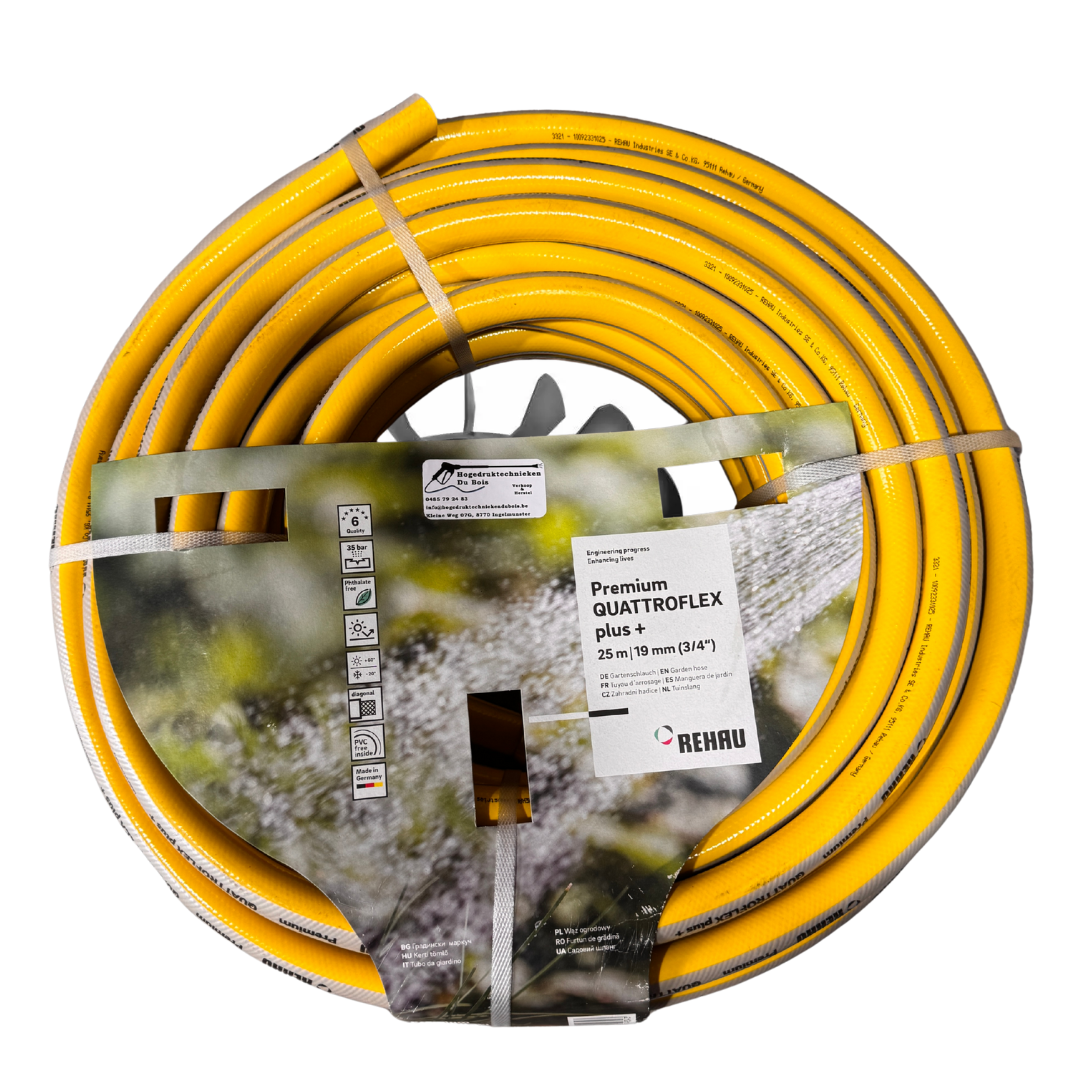 REHAU Quattroflex Plus+ 3/4" 25 m – Professionele lagedrukslang zonder koppelingen