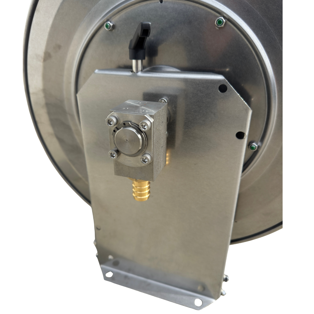 TEHA Stki 20/19 lagedrukhaspel voorzien van 19mm slangpilaar voor 3/4" slang en professionele doorvoerkoppeling