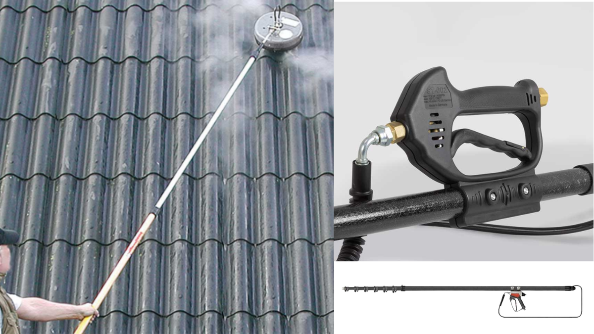 Gevel reinigen met hogedrukreiniger, telescooplans en ST-245 accessoires
