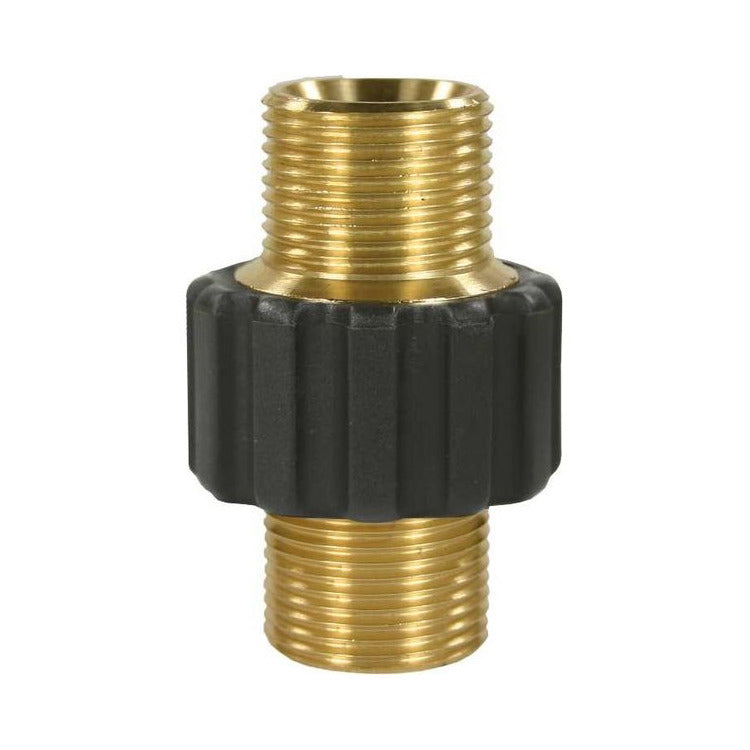 R+M Suttner M22 slangverbinder Kärcher messing met rubberbescherming, M22x1,5 buitendraad x M22x1,5 buitendraad, SKU 56940