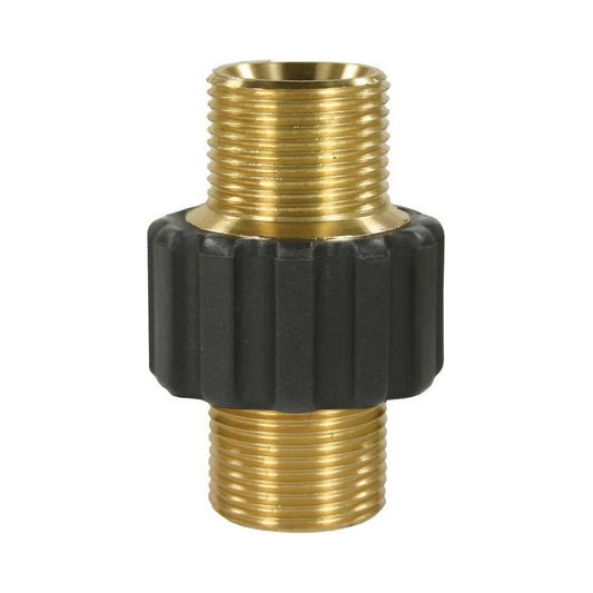R+M Suttner M22 slangverbinder Kärcher messing met rubberbescherming, M22x1,5 buitendraad x M22x1,5 buitendraad, SKU 56940