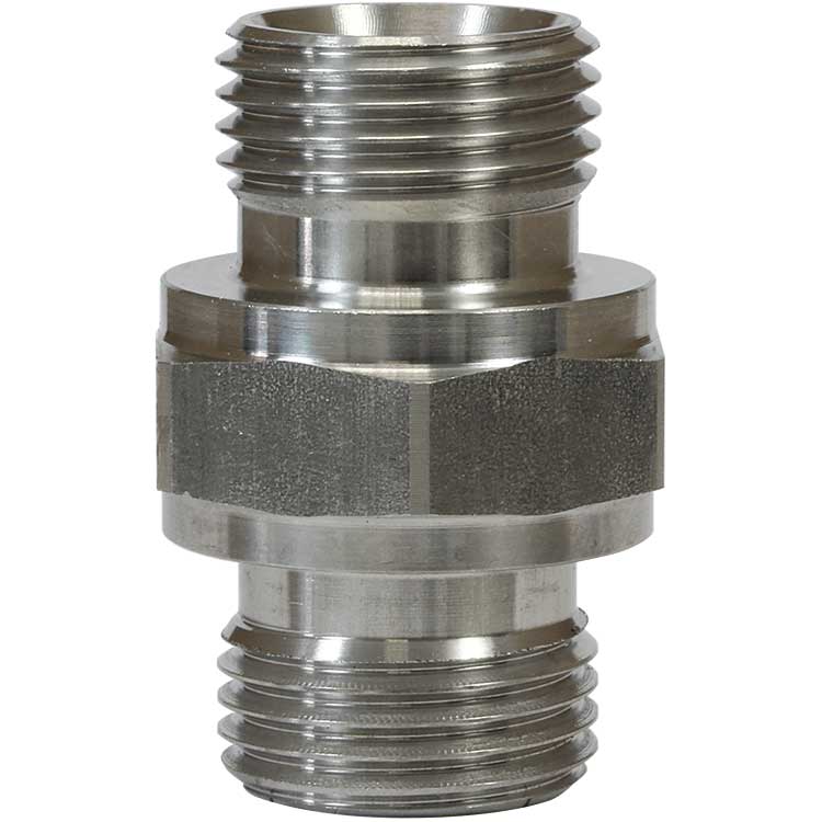 R+M Suttner RVS dubbele nippel 1/4" x 1/4" buitendraad 500 bar, dubbele mannelijke hogedrukadapter, artikelnummer 57049