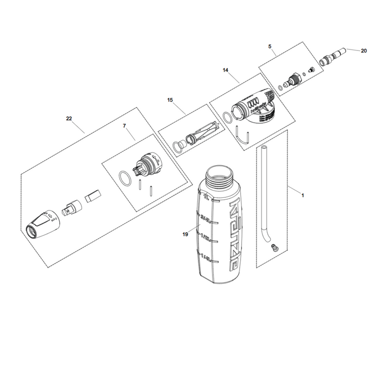 Kranzle Schuimlans met reservoir 1L + steeknippel D10 (K1050/XA TST) - Schuimlans