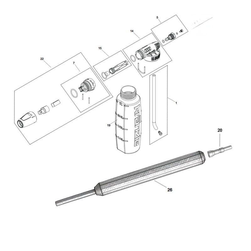Kranzle Schuimlans met reservoir 1L + steeknippel D12 en verlenging 500 MM - Schuimlans