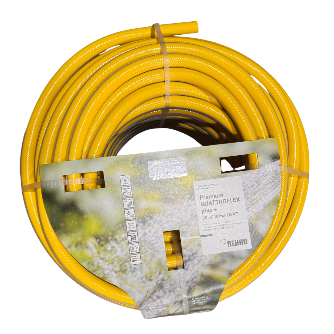 REHAU Quattroflex Plus+ 3/4" 50 m – Professionele lagedrukslang zonder koppelingen

