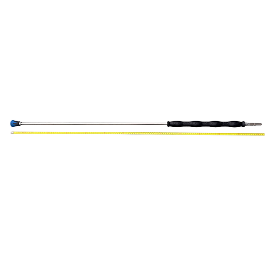 Vlakstrallans 120cm met nozzlehouder en snelkoppeling (+nozzle 25 graden) met meter ernaast