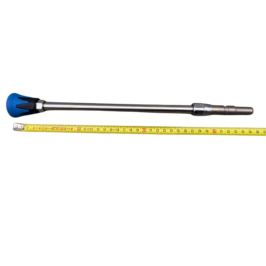 Vlakstrallans 25cm met nozzlehouder en snelkoppeling (+nozzle 25 graden) met meter ernaast